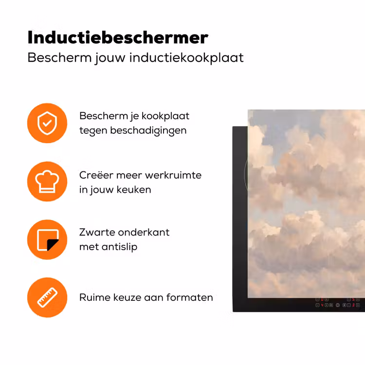 Wolken - Zacht - Natuur - Klassiek - Beige Inductie beschermer vinyl 3mm klein -zzzzzzz-td-ups