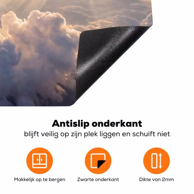 Wolken - Zonnestralen - Natuur - Wit Inductie beschermer vinyl 3mm klein -zzzzzzz-td-onderkant