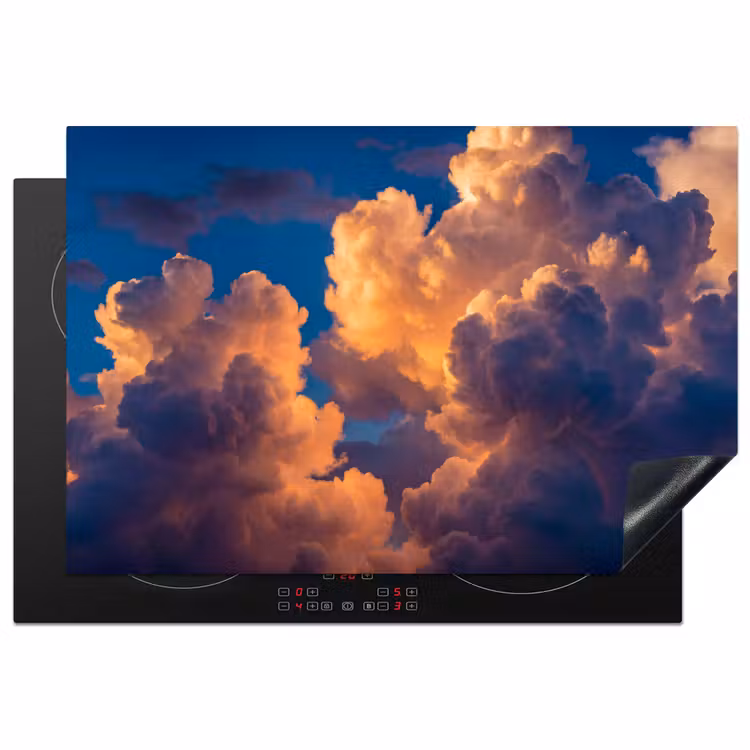 Wolken - Zonsondergang - Natuur - Oranje - Blauw Inductie beschermer vinyl 3mm klein -3d