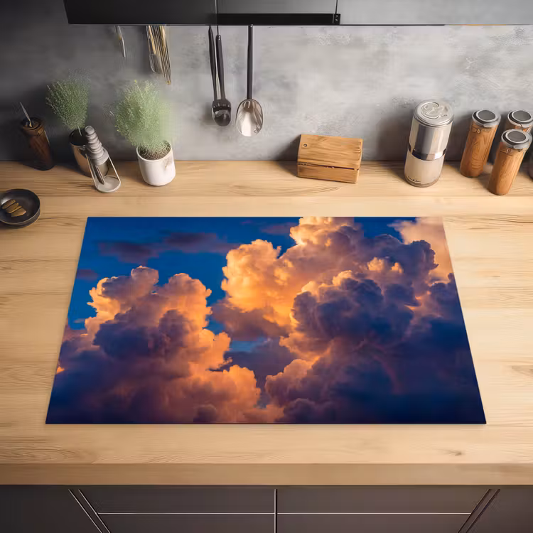 Wolken - Zonsondergang - Natuur - Oranje - Blauw Inductie beschermer vinyl 3mm klein -sfeer5