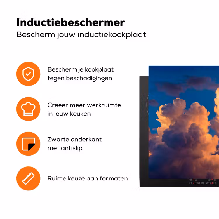 Wolken - Zonsondergang - Natuur - Oranje - Blauw Inductie beschermer vinyl 3mm klein -zzzzzzz-td-ups