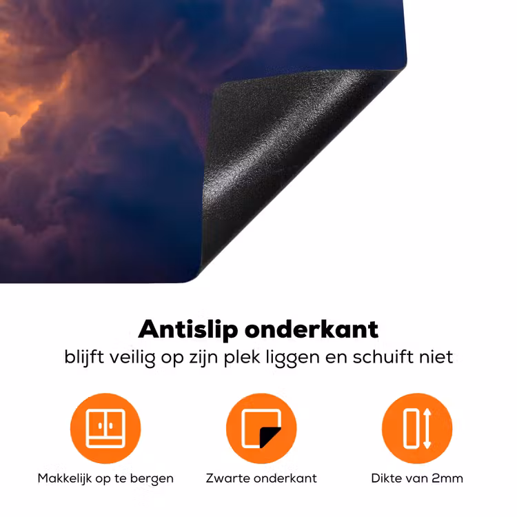 Wolken - Zonsondergang - Natuur - Oranje - Blauw Inductie beschermer vinyl 3mm klein -zzzzzzz-td-onderkant