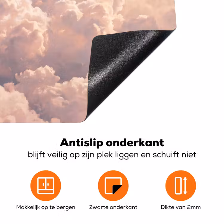 Wolken - Zonsondergang - Natuur - Pastel - Roze Inductie beschermer vinyl 3mm klein -zzzzzzz-td-onderkant