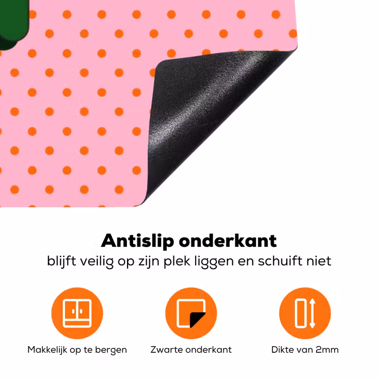 Yes fun - Groen - Roze - Stippen Inductie beschermer vinyl 3mm klein -zzzzzzz-td-onderkant