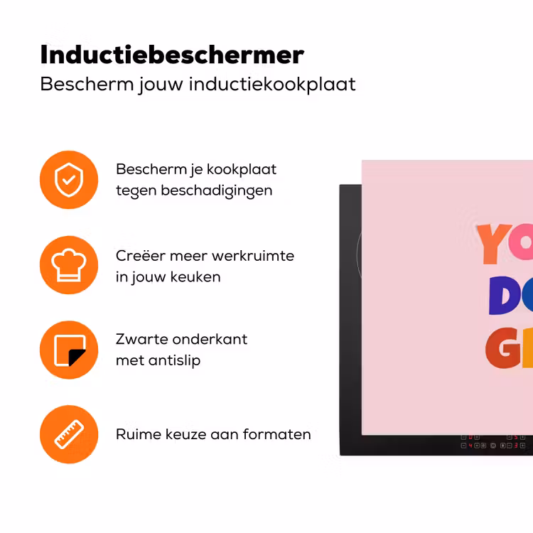 You're doing great - Roze - Kleurrijk Inductie beschermer vinyl 3mm klein -zzzzzzz-td-ups