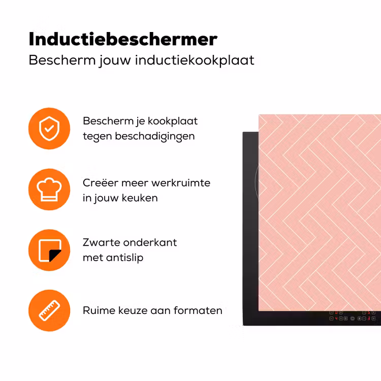 Zalmroze - Strepen - Patroon Inductie beschermer vinyl 3mm klein 276 -zzzzzzz-td-ups