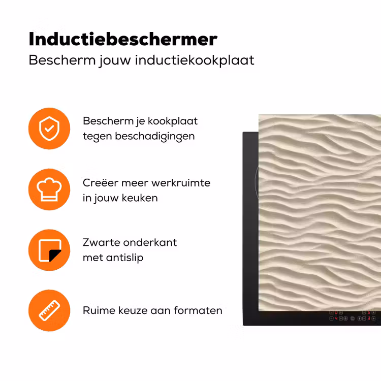 Zand - Golven - Beige Inductie beschermer vinyl 3mm klein 276 -zzzzzzz-td-ups
