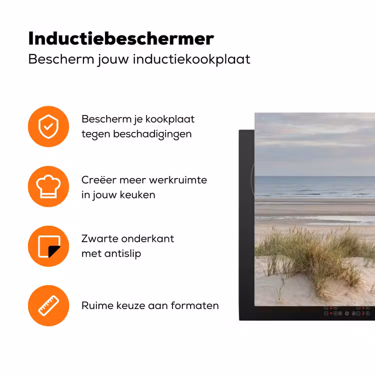 Zandstrand - Bewolkt - Duinen Inductie beschermer vinyl 3mm klein -zzzzzzz-td-ups