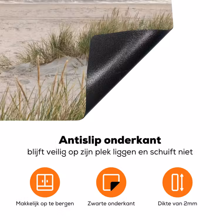 Zandstrand - Bewolkt - Duinen Inductie beschermer vinyl 3mm klein -zzzzzzz-td-onderkant