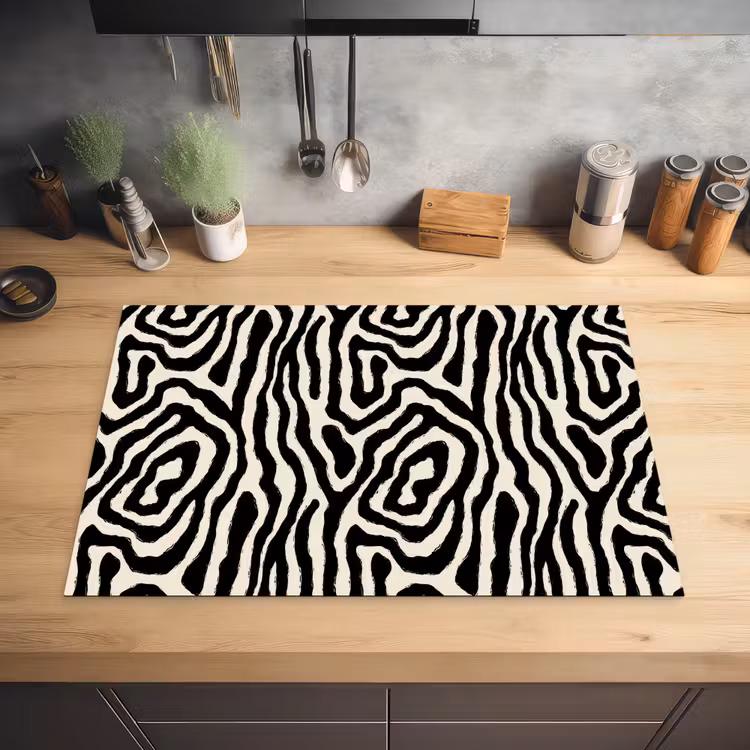 Zebra - Abstract - Zwart Inductie beschermer vinyl 3mm klein 276 -sfeer5