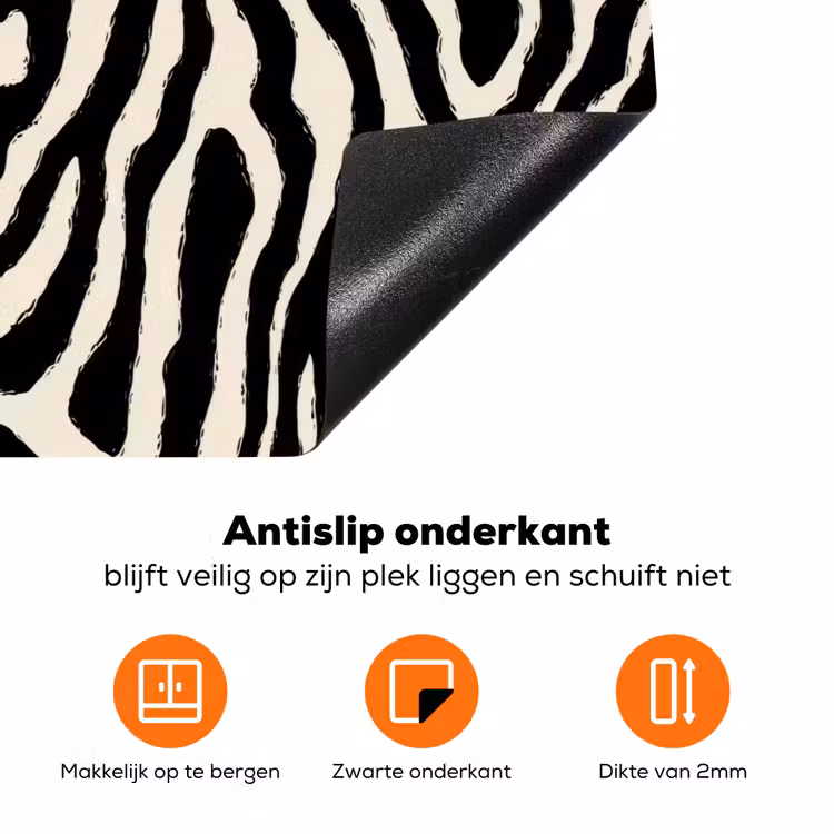 Zebra - Abstract - Zwart Inductie beschermer vinyl 3mm klein 276 -zzzzzzz-td-onderkant