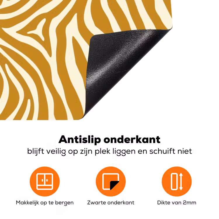 Zebra - Klassiek - Oker - Geel Inductie beschermer vinyl 3mm klein 276 -zzzzzzz-td-onderkant