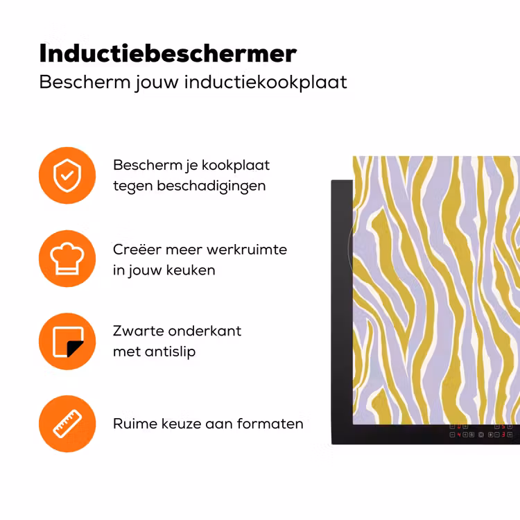 Zebra - Modern - Meerkleurig Inductie beschermer vinyl 3mm klein 276 -zzzzzzz-td-ups