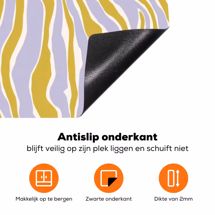 Zebra - Modern - Meerkleurig Inductie beschermer vinyl 3mm klein 276 -zzzzzzz-td-onderkant