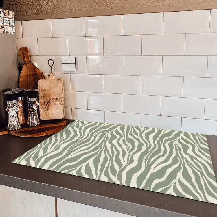 Zebra - Motief - Groen Inductie beschermer vinyl 3mm klein 276 -sfeer3