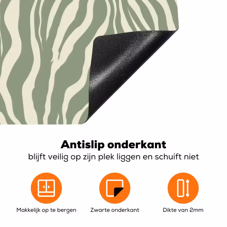Zebra - Motief - Groen Inductie beschermer vinyl 3mm klein 276 -zzzzzzz-td-onderkant