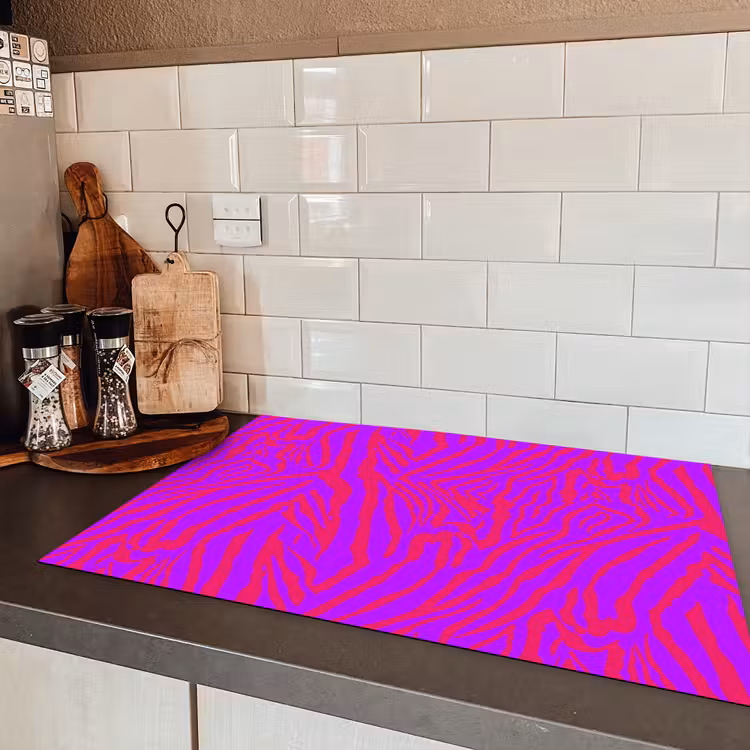 Zebra - Neon - Roze - Paars Inductie beschermer vinyl 3mm klein 276 -sfeer3