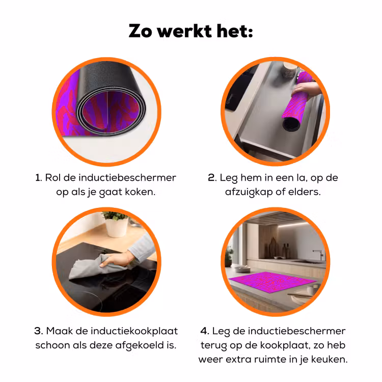 Zebra - Neon - Roze - Paars Inductie beschermer vinyl 3mm klein 276 -zzzzzzz-td-werking