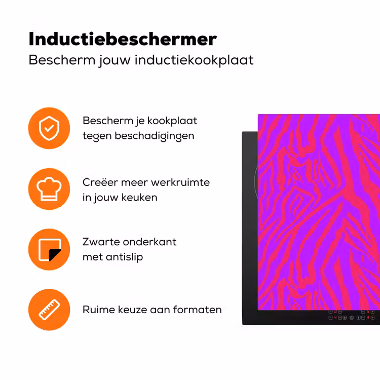 Zebra - Neon - Roze - Paars Inductie beschermer vinyl 3mm klein 276 -zzzzzzz-td-ups