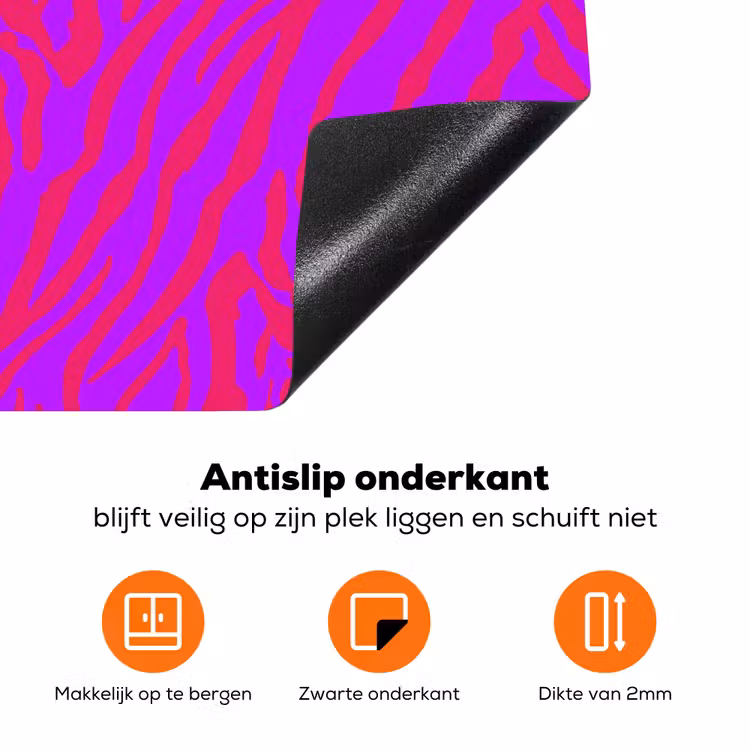 Zebra - Neon - Roze - Paars Inductie beschermer vinyl 3mm klein 276 -zzzzzzz-td-onderkant