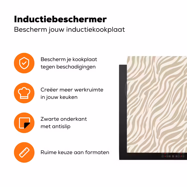 Zebra - Patroon - Beige Inductie beschermer vinyl 3mm klein 276 -zzzzzzz-td-ups