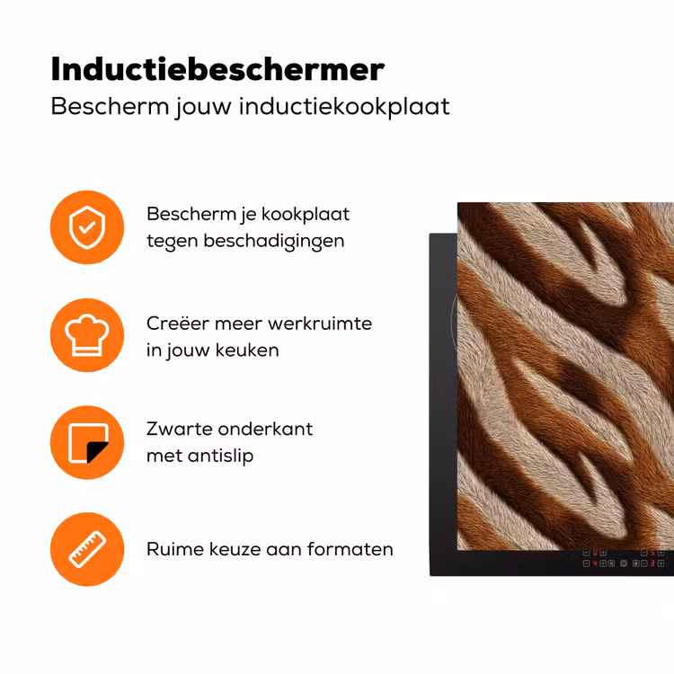 Zebra - Patroon - Bruin Inductie beschermer vinyl 3mm klein 276 -zzzzzzz-td-ups