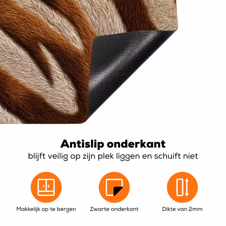 Zebra - Patroon - Bruin Inductie beschermer vinyl 3mm klein 276 -zzzzzzz-td-onderkant