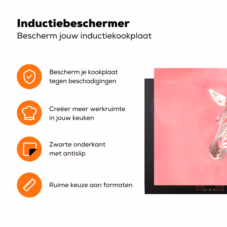 Zebra - Pink - Verf Inductie beschermer vinyl 3mm klein -zzzzzzz-td-ups