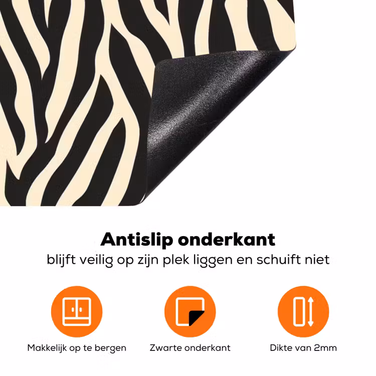Zebra - Print - Klassiek - Zwart Inductie beschermer vinyl 3mm klein 276 -zzzzzzz-td-onderkant