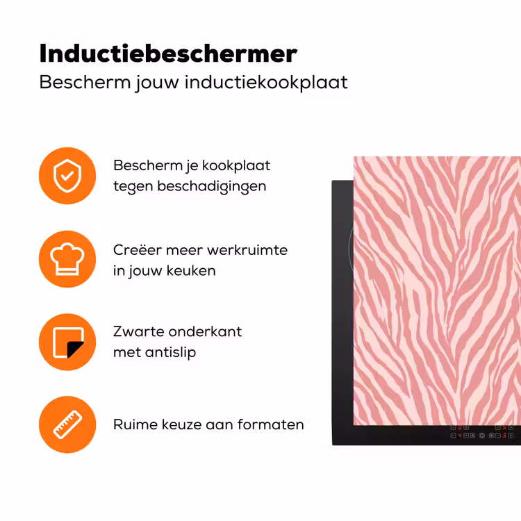 Zebra - Print - Roze Inductie beschermer vinyl 3mm klein 276 -zzzzzzz-td-ups