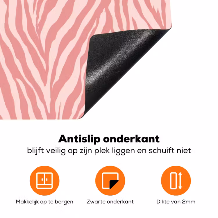 Zebra - Print - Roze Inductie beschermer vinyl 3mm klein 276 -zzzzzzz-td-onderkant