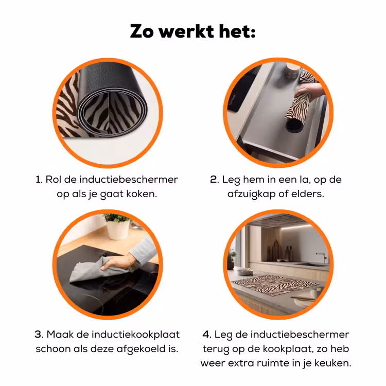 Zebra - Strepen - Bruin Inductie beschermer vinyl 3mm klein -zzzzzzz-td-werking