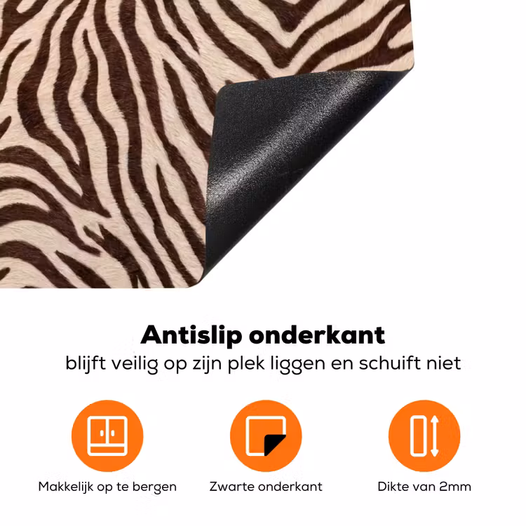 Zebra - Strepen - Bruin Inductie beschermer vinyl 3mm klein -zzzzzzz-td-onderkant