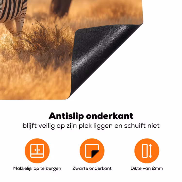 Zebra's - Savannelandschap - Gras Inductie beschermer vinyl 3mm klein -zzzzzzz-td-onderkant