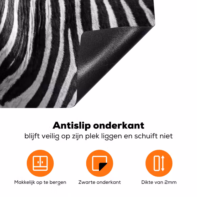 Zebra's - Zwart - Wit Inductie beschermer vinyl 3mm klein -zzzzzzz-td-onderkant