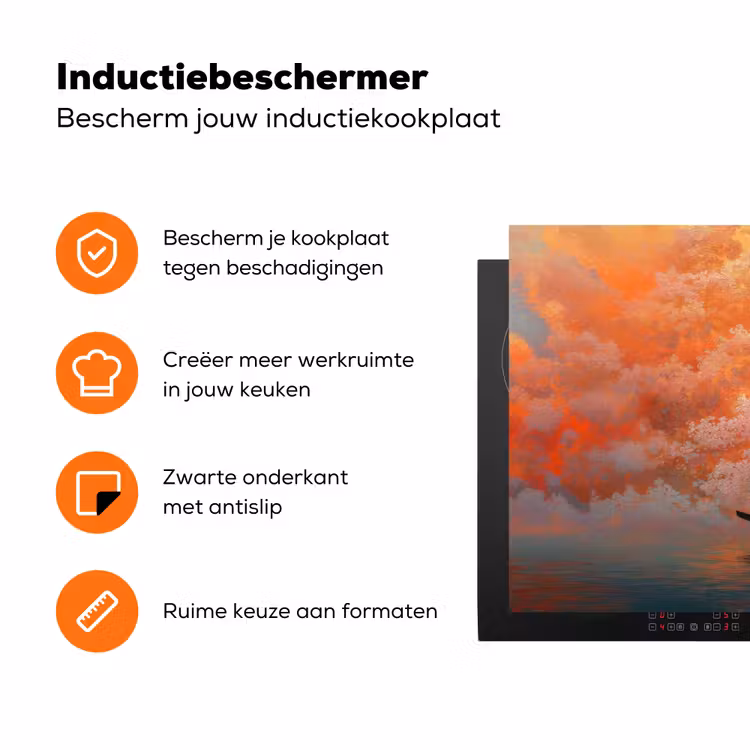 Zee - Boot - Wolken - Oranje Inductie beschermer vinyl 3mm klein -zzzzzzz-td-ups