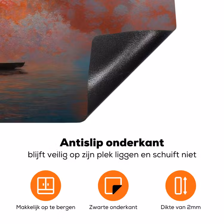 Zee - Boot - Wolken - Oranje Inductie beschermer vinyl 3mm klein -zzzzzzz-td-onderkant