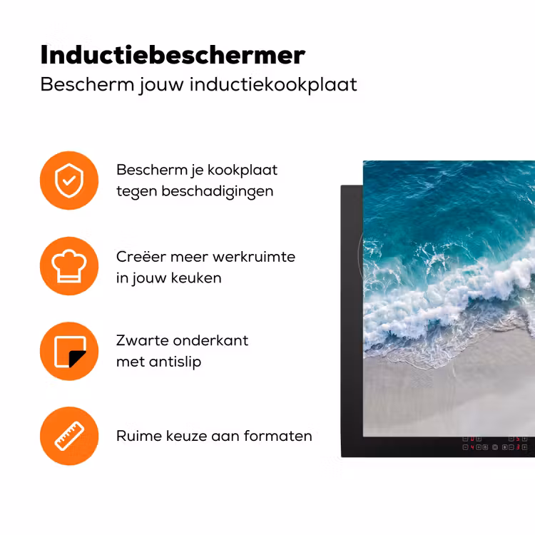 Zee - Golf - Strand - Natuur - Blauw Inductie beschermer vinyl 3mm klein -zzzzzzz-td-ups