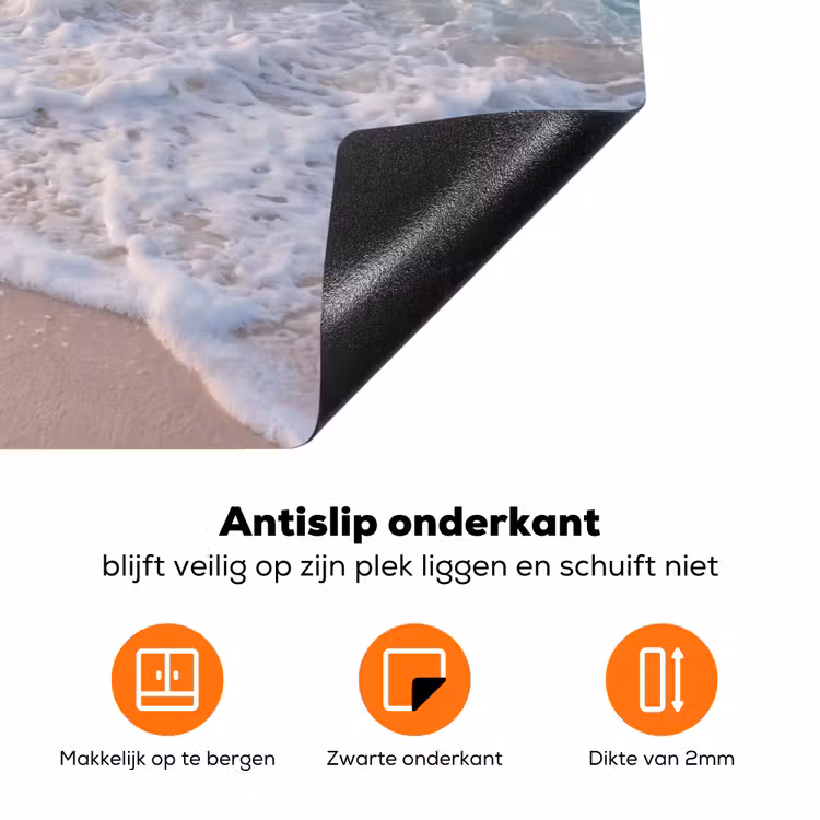 Zee - Golven - Strand - Natuur - Wit Inductie beschermer vinyl 3mm klein -zzzzzzz-td-onderkant