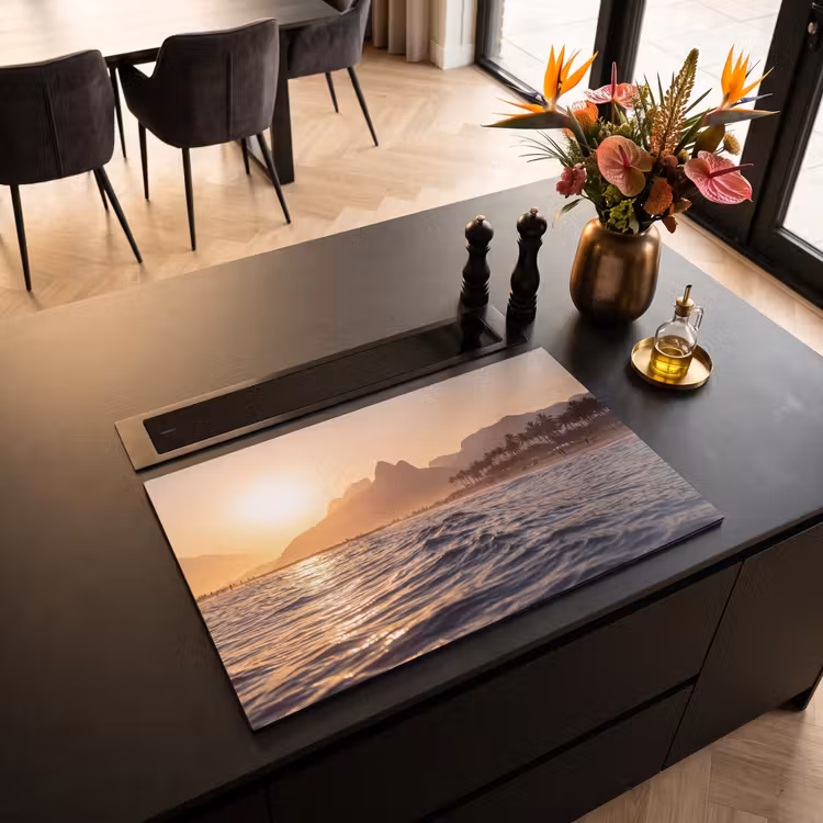 Zee - Golven - Zonsondergang - Kust - Goud Inductie beschermer vinyl 3mm klein -sfeer5
