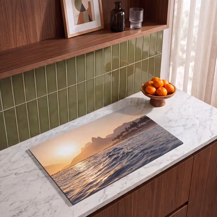 Zee - Golven - Zonsondergang - Kust - Goud Inductie beschermer vinyl 3mm klein -sfeer8
