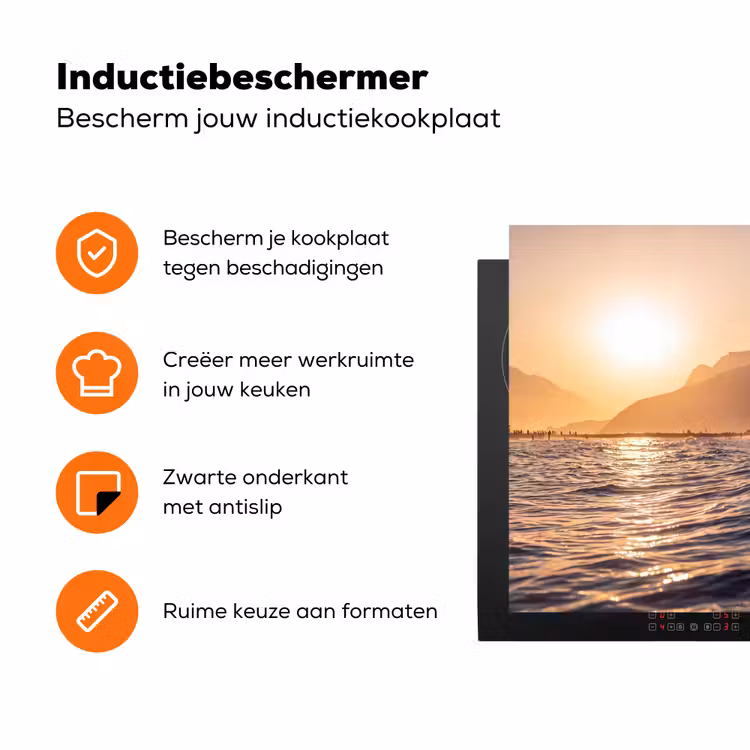 Zee - Golven - Zonsondergang - Kust - Goud Inductie beschermer vinyl 3mm klein -zzzzzzz-td-ups