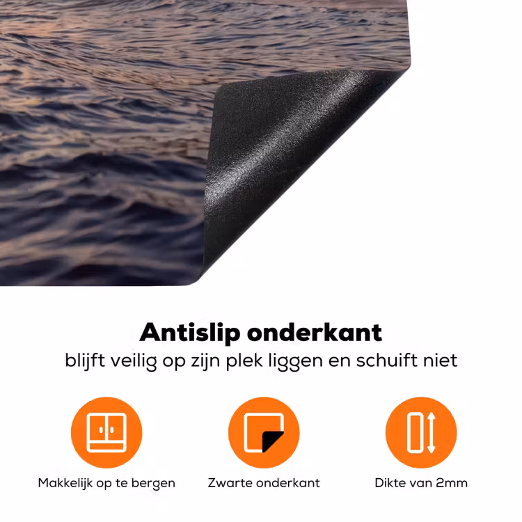 Zee - Golven - Zonsondergang - Kust - Goud Inductie beschermer vinyl 3mm klein -zzzzzzz-td-onderkant