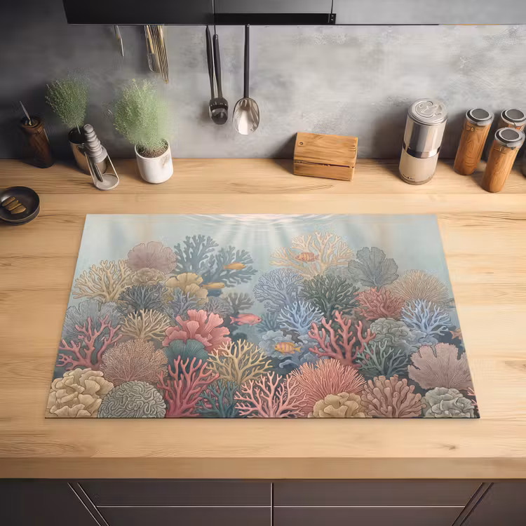 Zee - Koraal - Vis - Natuur - Kleurrijk Inductie beschermer vinyl 3mm klein -sfeer5