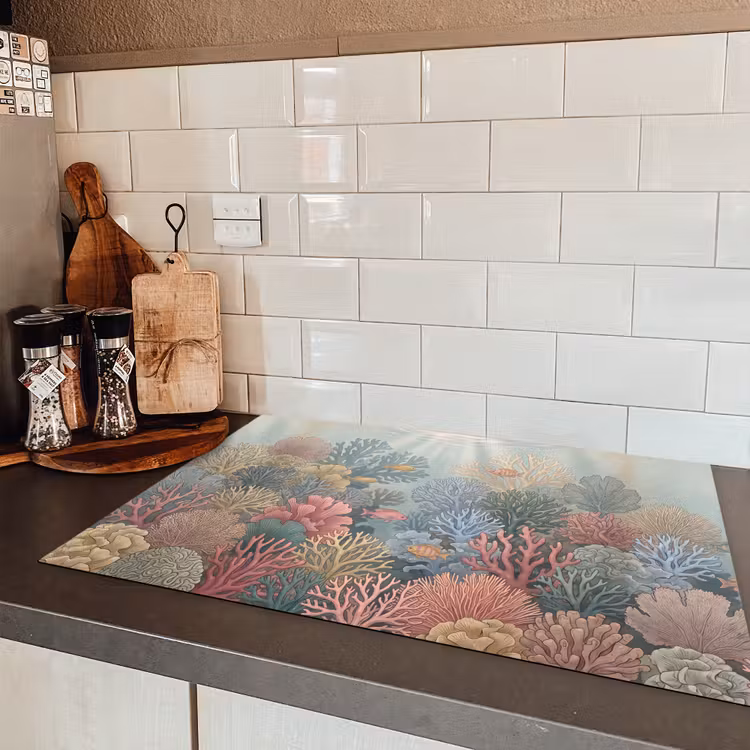 Zee - Koraal - Vis - Natuur - Kleurrijk Inductie beschermer vinyl 3mm klein -sfeer3