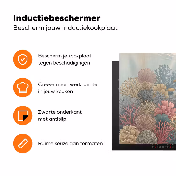 Zee - Koraal - Vis - Natuur - Kleurrijk Inductie beschermer vinyl 3mm klein -zzzzzzz-td-ups