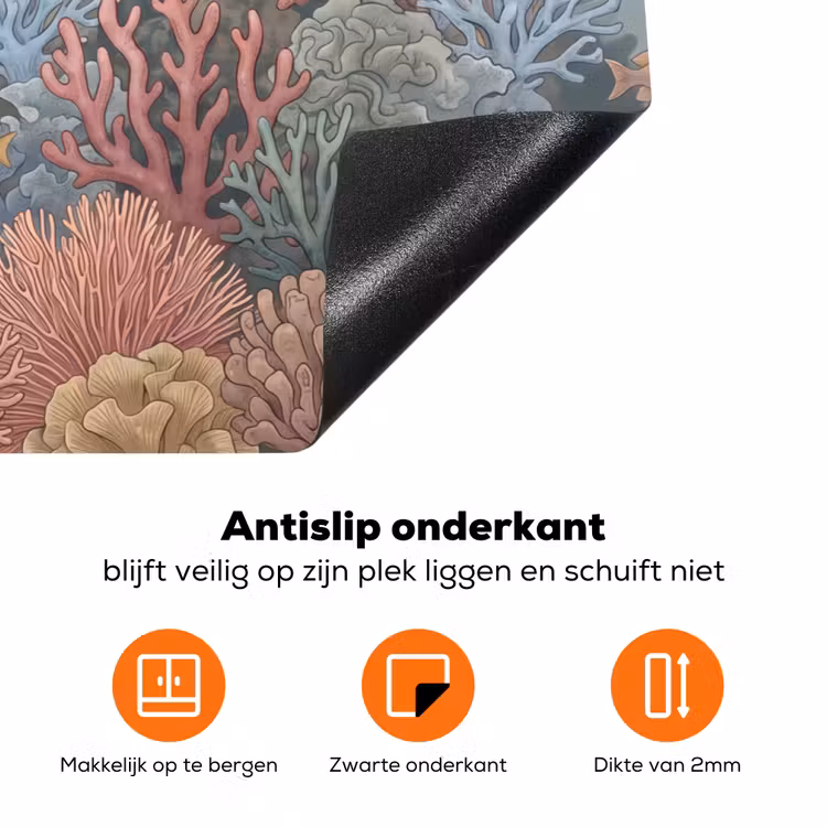 Zee - Koraal - Vis - Natuur - Kleurrijk Inductie beschermer vinyl 3mm klein -zzzzzzz-td-onderkant