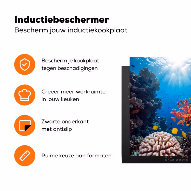 Zee - Koraalrif - Natuur - Levendig - Blauw Inductie beschermer vinyl 3mm klein -zzzzzzz-td-ups