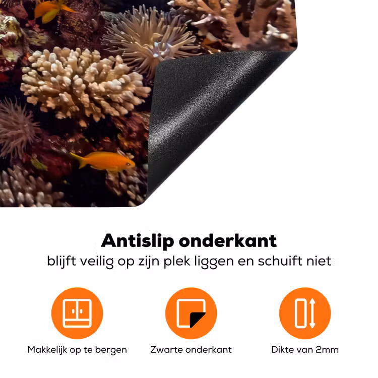 Zee - Koraalrif - Natuur - Levendig - Blauw Inductie beschermer vinyl 3mm klein -zzzzzzz-td-onderkant