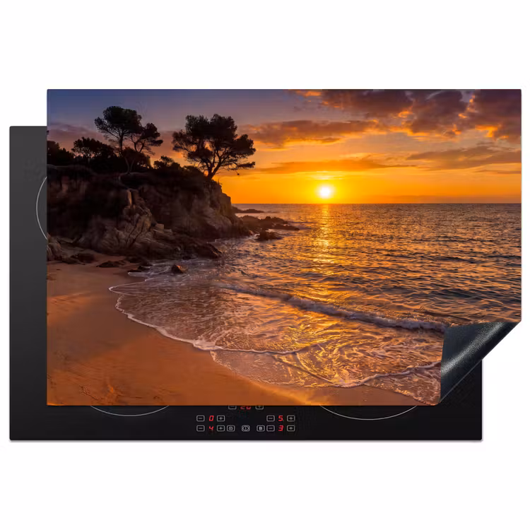 Zee - Kust - Zonsondergang - Natuur - Oranje Inductie beschermer vinyl 3mm klein -3d